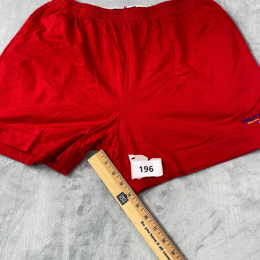 Vintage Polo Sport Ralph Lauren Red Knit Shorts Mens XL Vintage 90s Cotton - Picture 8 of 9